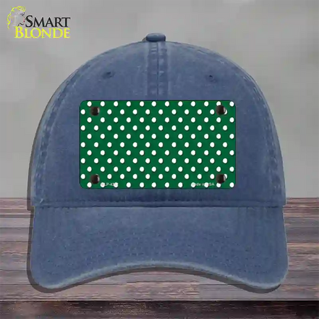 Green Polka Dot Novelty License Plate Hat Unconstructed Cotton / Navy