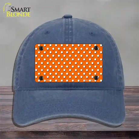 Orange Polka Dot Novelty License Plate Hat Unconstructed Cotton / Navy