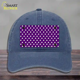 Purple Polka Dot Novelty License Plate Hat Unconstructed Cotton / Navy