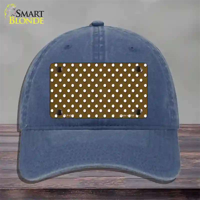 Brown Polka Dot Novelty License Plate Hat Unconstructed Cotton / Navy