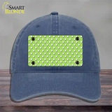 Lime Green Polka Dot Novelty License Plate Hat Unconstructed Cotton / Navy