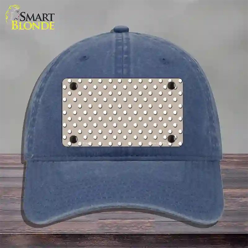 Tan Polka Dot Novelty License Plate Hat Unconstructed Cotton / Navy