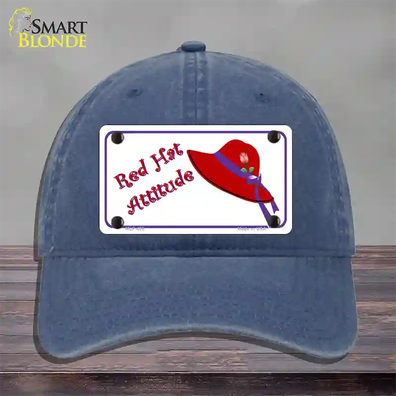 Red Hat Attitude Novelty License Plate Hat Unconstructed Cotton / Navy