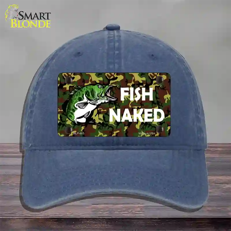 Fish Naked Novelty License Plate Hat Unconstructed Cotton / Navy