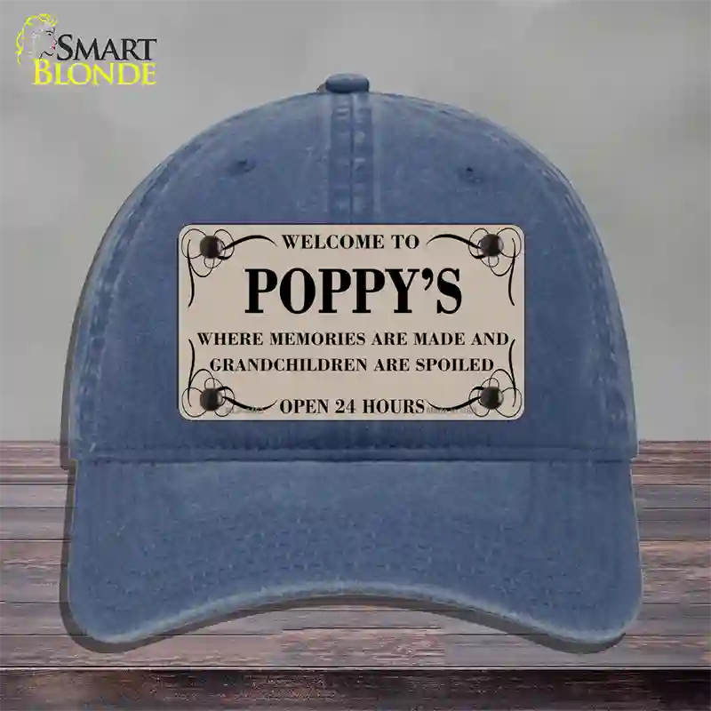Welcome To Poppys Novelty License Plate Hat Unconstructed Cotton / Navy