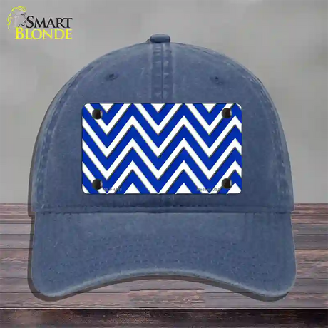 Blue White Large Chevron Novelty License Plate Hat Unconstructed Cotton / Navy