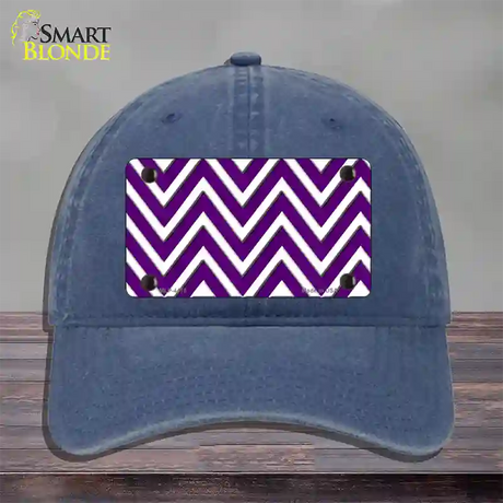 Purple White Large Chevron Novelty License Plate Hat Unconstructed Cotton / Navy