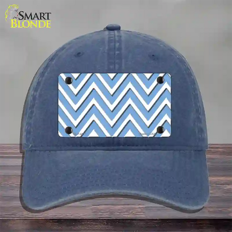 Light Blue White Large Chevron Novelty License Plate Hat Unconstructed Cotton / Navy