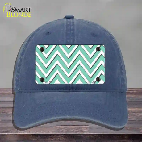 Mint White Large Chevron Novelty License Plate Hat Unconstructed Cotton / Navy