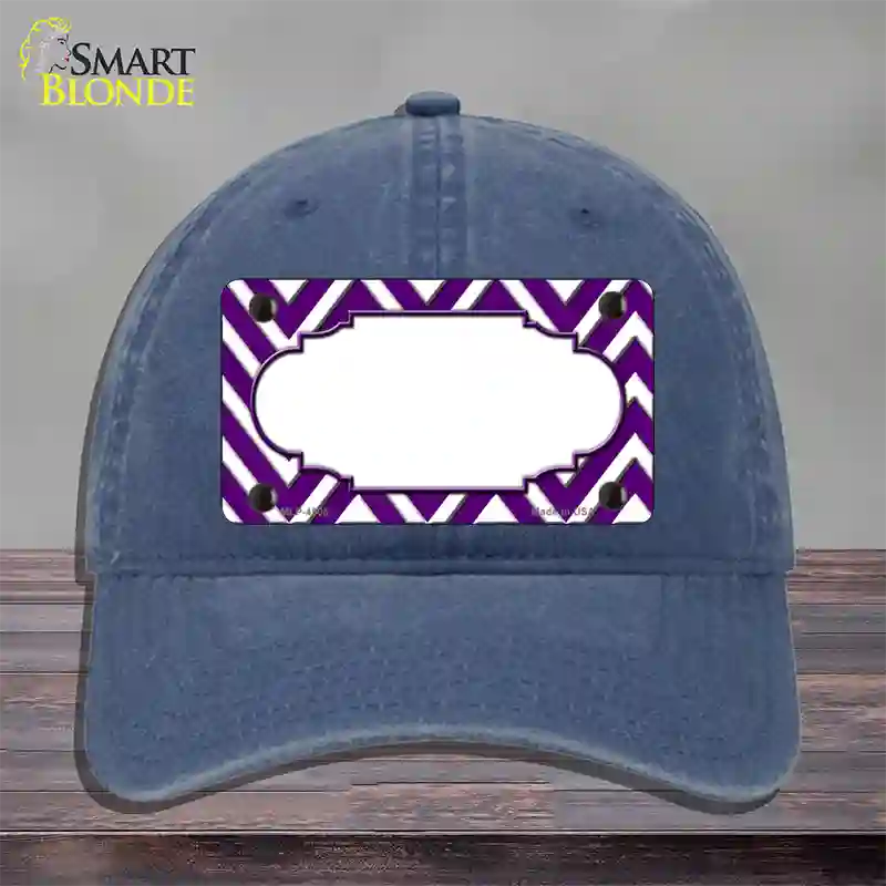 Purple White Large Chevron Center Scallop Novelty License Plate Hat Unconstructed Cotton / Navy