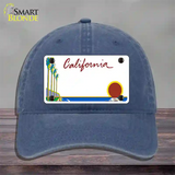 California Palm Trees State Blank Novelty License Plate Hat Unconstructed Cotton / Navy