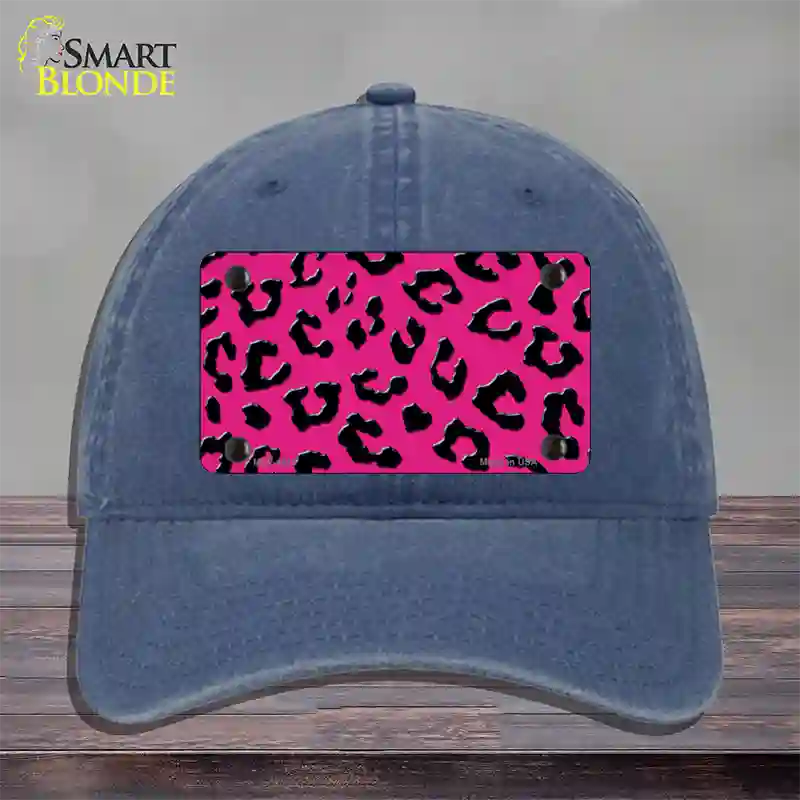 Pink Black Cheetah Novelty License Plate Hat Unconstructed Cotton / Navy