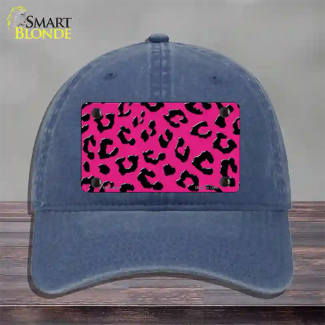 Pink Black Cheetah Novelty License Plate Hat Unconstructed Cotton / Navy