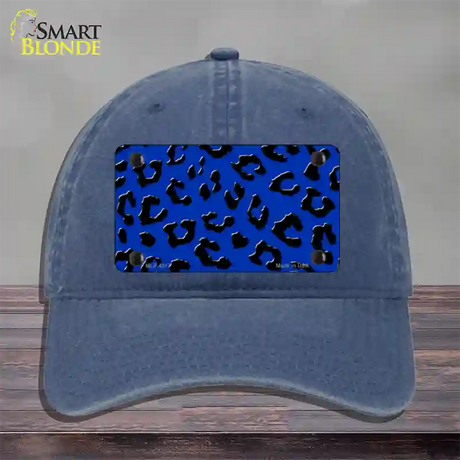 Blue Black Cheetah Novelty License Plate Hat Unconstructed Cotton / Navy