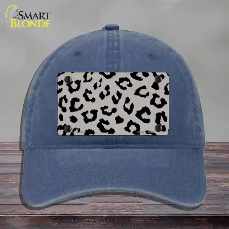 Grey Black Cheetah Novelty License Plate Hat Unconstructed Cotton / Navy