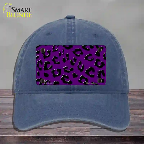 Purple Black Cheetah Novelty License Plate Hat Unconstructed Cotton / Navy