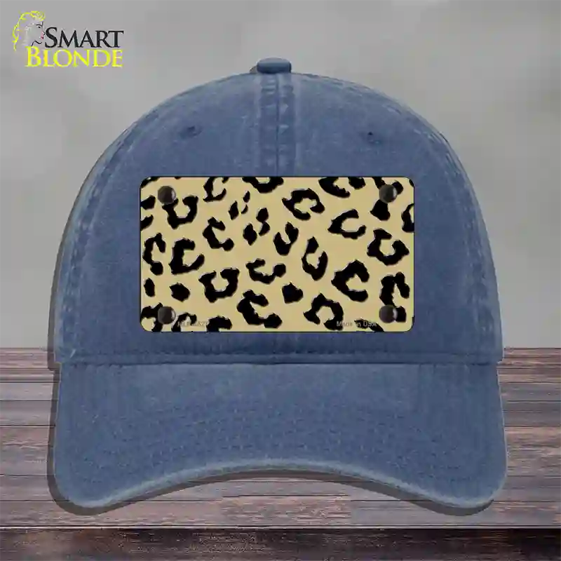 Gold Black Cheetah Novelty License Plate Hat Unconstructed Cotton / Navy