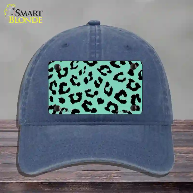 Mint Black Cheetah Novelty License Plate Hat Unconstructed Cotton / Navy