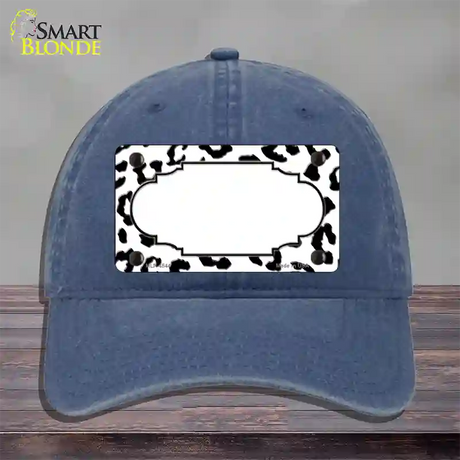 White Black Cheetah Scallop Novelty License Plate Hat Unconstructed Cotton / Navy