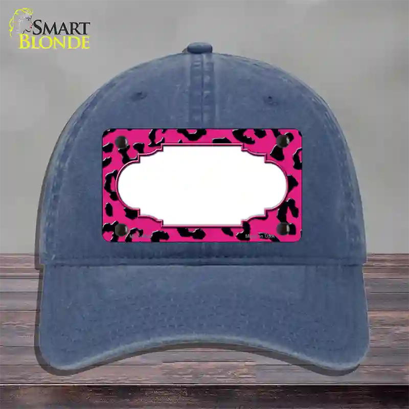 Pink Black Cheetah Scallop Novelty License Plate Hat Unconstructed Cotton / Navy