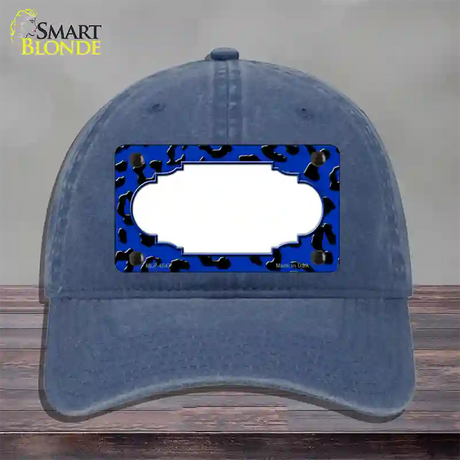 Blue Black Cheetah Scallop Novelty License Plate Hat Unconstructed Cotton / Navy