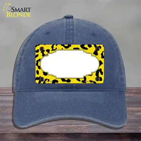 Yellow Black Cheetah Scallop Novelty License Plate Hat Unconstructed Cotton / Navy