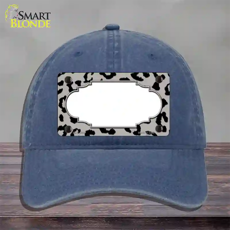 Grey Black Cheetah Scallop Novelty License Plate Hat Unconstructed Cotton / Navy