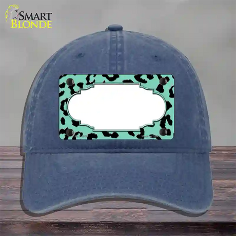 Mint Black Cheetah Scallop Novelty License Plate Hat Unconstructed Cotton / Navy