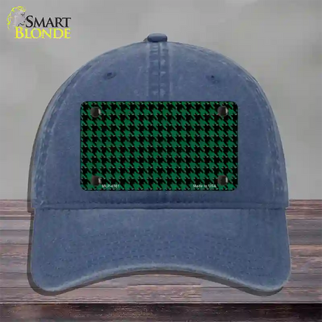 Green Black Houndstooth Novelty License Plate Hat Unconstructed Cotton / Navy