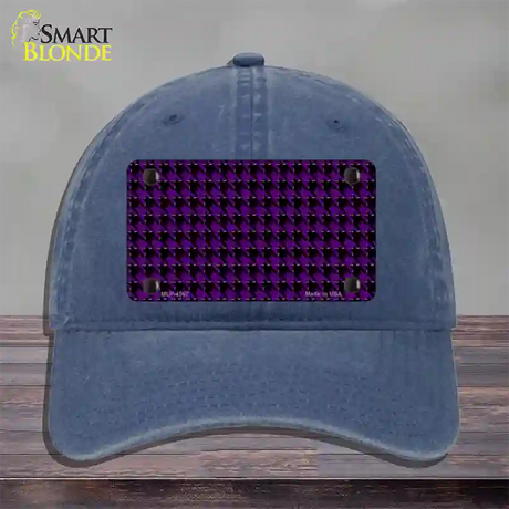 Purple Black Houndstooth Novelty License Plate Hat Unconstructed Cotton / Navy