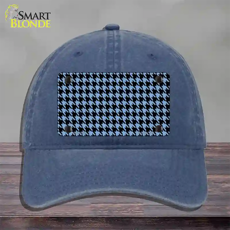 Light Blue Black Houndstooth Novelty License Plate Hat Unconstructed Cotton / Navy