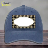 Gold Black Houndstooth Scallop Center Novelty License Plate Hat Unconstructed Cotton / Navy