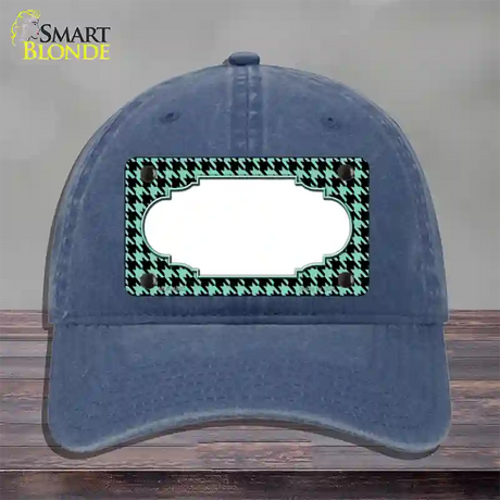 Mint Black Houndstooth Scallop Center Novelty License Plate Hat Unconstructed Cotton / Navy