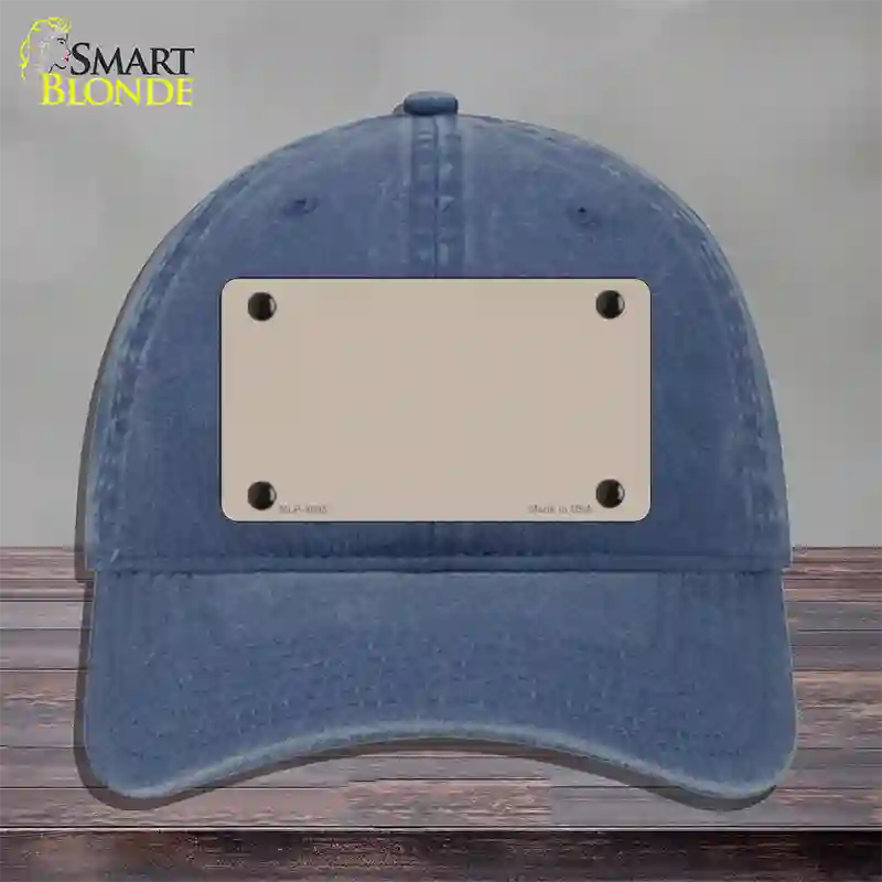 Tan Solid Novelty License Plate Hat Unconstructed Cotton / Navy