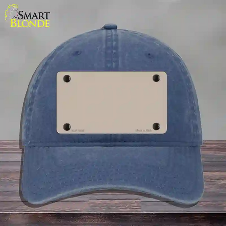 Tan Solid Novelty License Plate Hat Unconstructed Cotton / Navy
