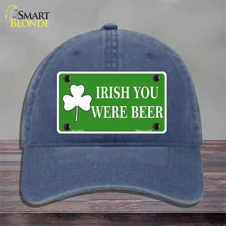 Irish You Were Beer Novelty License Plate Hat Unconstructed Cotton / Navy