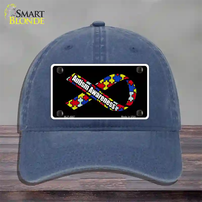 Autism Awareness Ribbon Novelty License Plate Hat Unconstructed Cotton / Navy