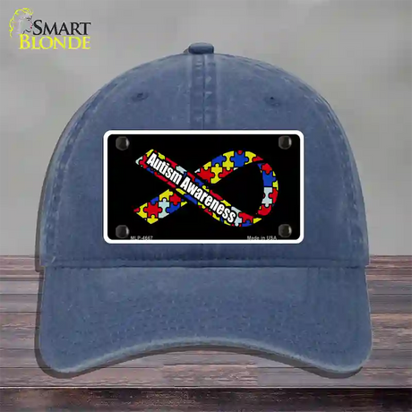 Autism Awareness Ribbon Novelty License Plate Hat Unconstructed Cotton / Navy