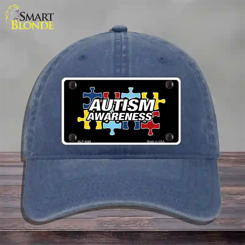 Autism Awareness Novelty License Plate Hat Sign Unconstructed Cotton / Navy