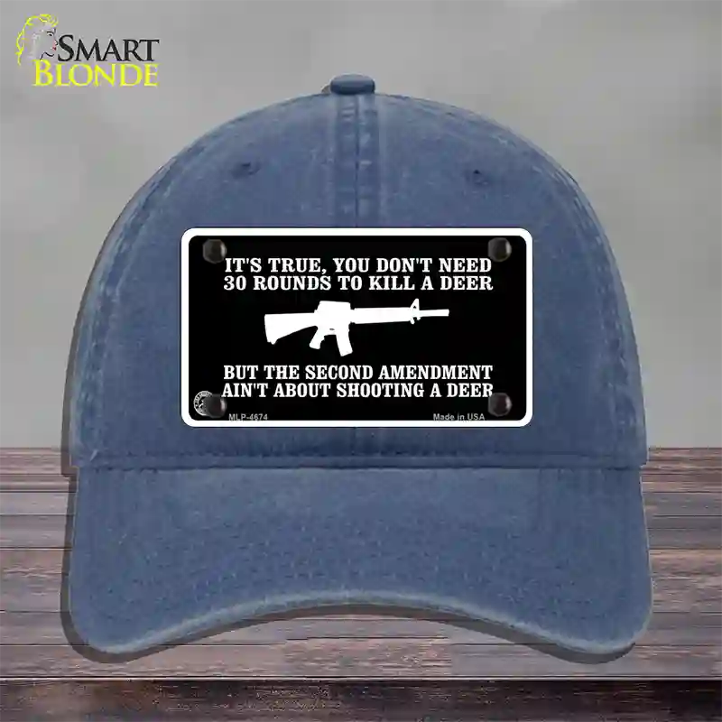 Aint About Shooting A Deer Novelty License Plate Hat Unconstructed Cotton / Navy