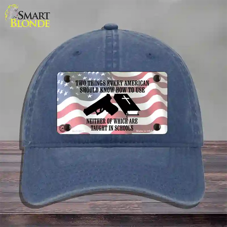 Every American Should Know Novelty License Plate Hat Unconstructed Cotton / Navy