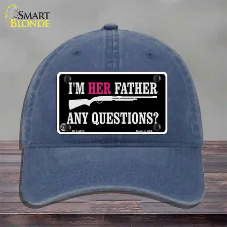 Im Her Father Novelty License Plate Hat Unconstructed Cotton / Navy