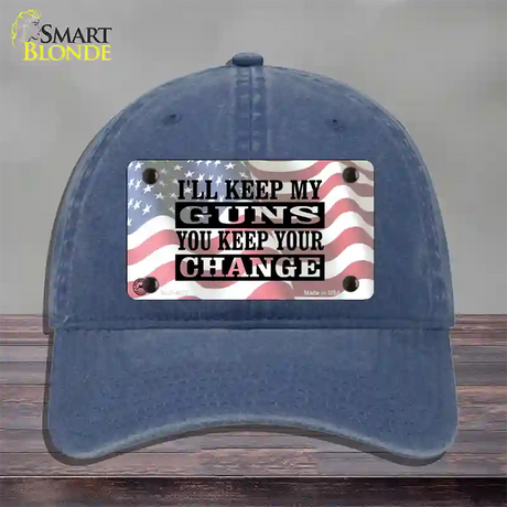 Ill Keep My Guns Novelty License Plate Hat Unconstructed Cotton / Navy