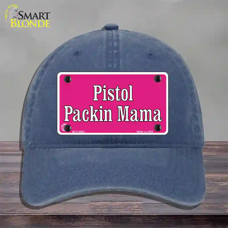 Pistol Packin Mama Novelty License Plate Hat Unconstructed Cotton / Navy