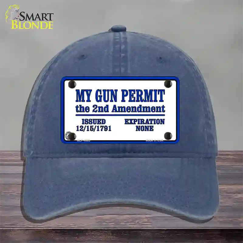 My Gun Permit Novelty License Plate Hat Unconstructed Cotton / Navy