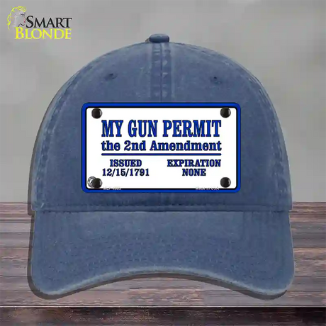 My Gun Permit Novelty License Plate Hat Unconstructed Cotton / Navy