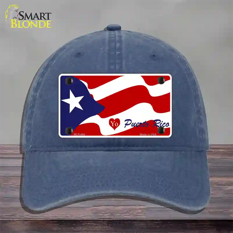 I Love Puerto Rico Novelty License Plate Hat Unconstructed Cotton / Navy