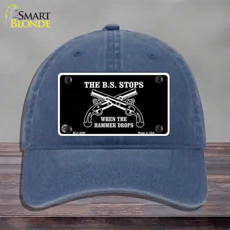 The BS Stops Novelty License Plate Hat Unconstructed Cotton / Navy