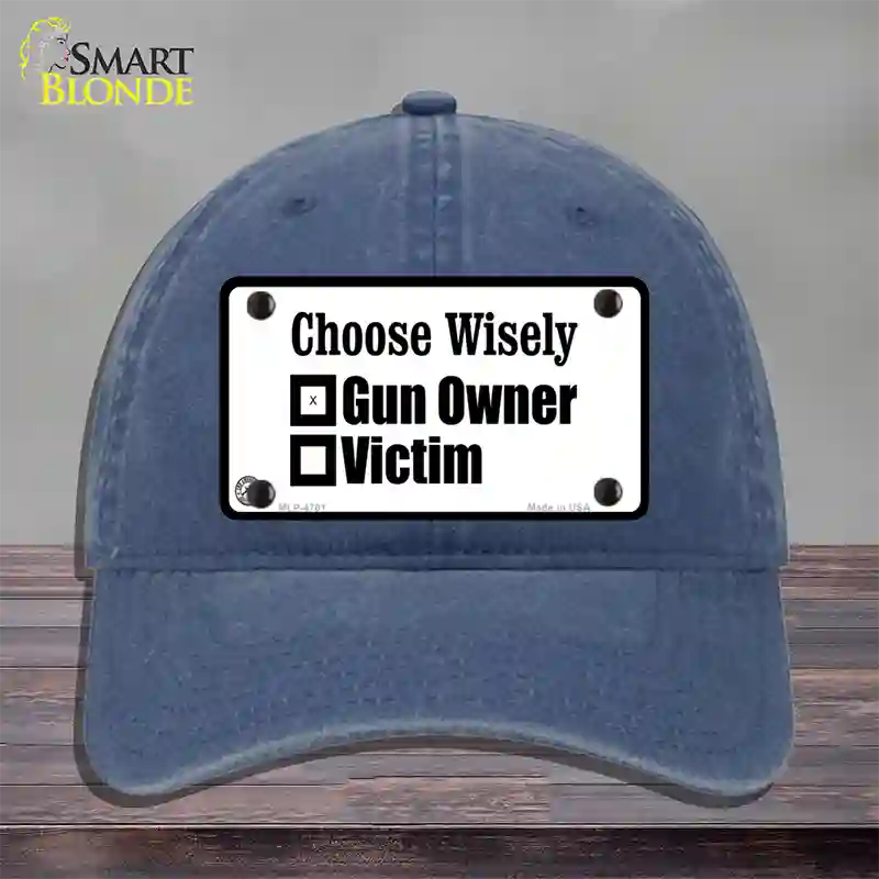 Choose Wisely Novelty License Plate Hat Unconstructed Cotton / Navy