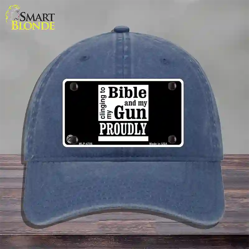 My Bible And My Gun Novelty License Plate Hat Unconstructed Cotton / Navy